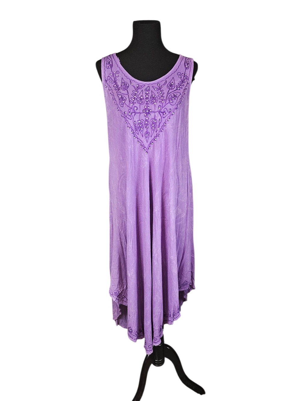 Sakkas Purple Fairycore Embroidered Midi Dress Iridescent Sequin OS